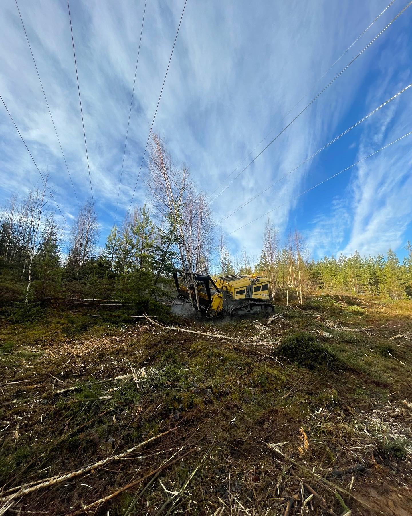 Robopower röjer grov sly efter kraftlina.